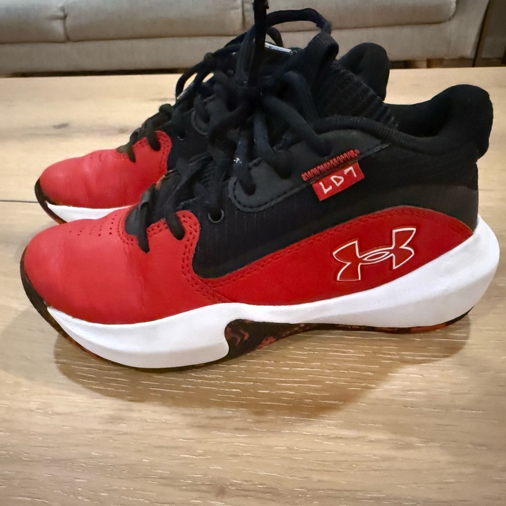 Under Armour Kids Red and Black Athletic Sneakers